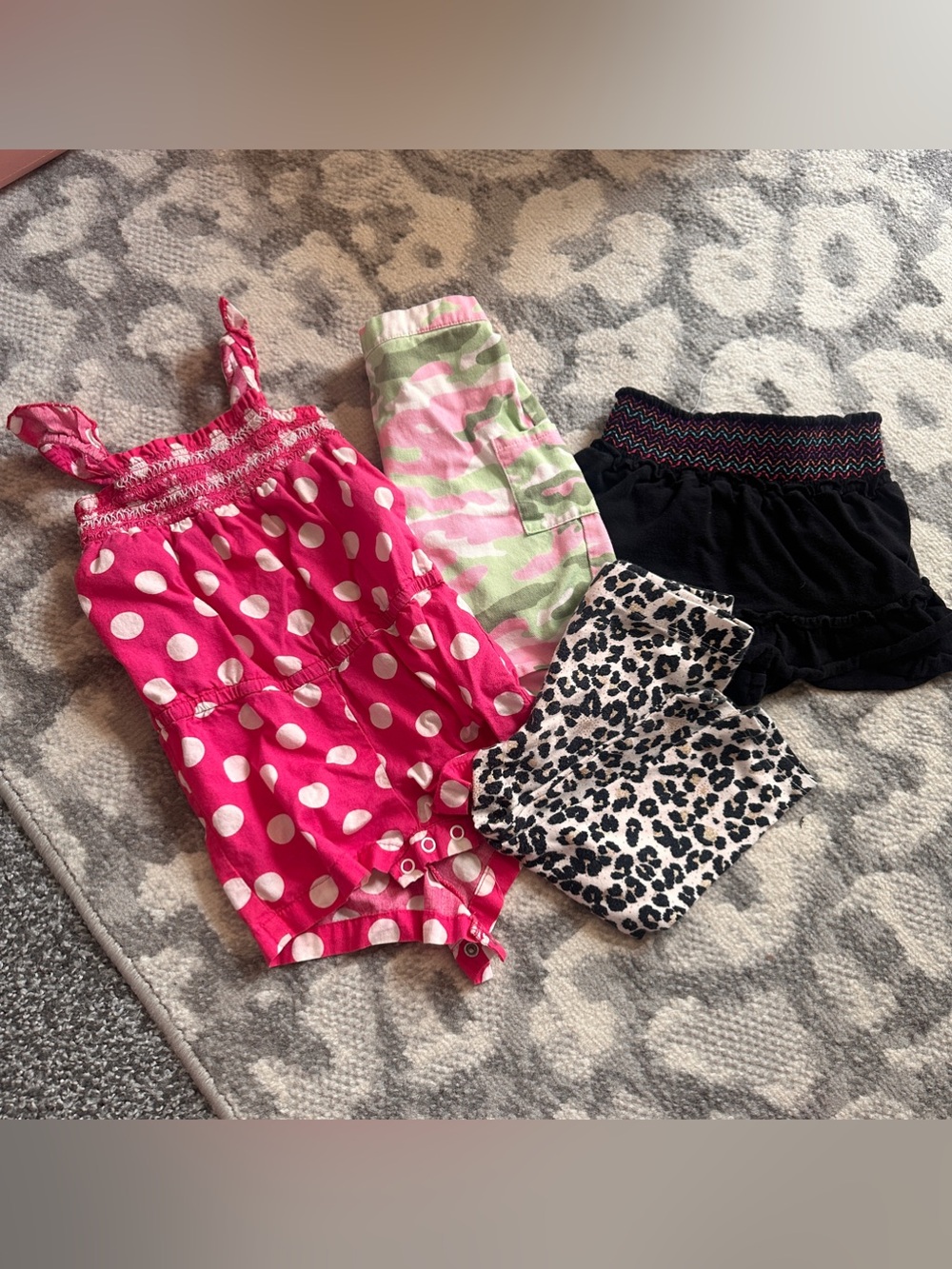 12-18m 12-18 months Baby Toddler y2k Bundle Girls Romper Camo Pants Leopard